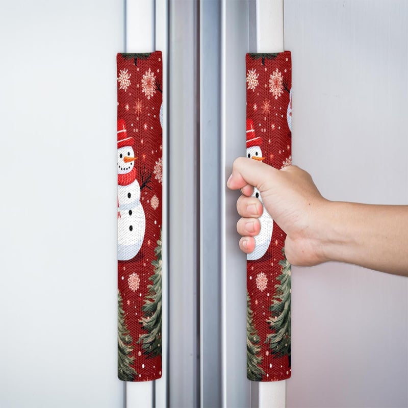 DXTKWL Christmas Tree Snowman Refrigerator Door Handle Covers Set of 2 Kitchen Appliance Handle Covers Protector for Fridge Microwave Stove Oven Dishwasher - Image 5